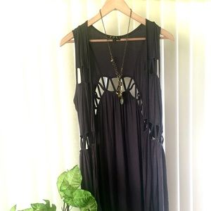 POL Boutique Sleeveless Basket Weave Cardigan